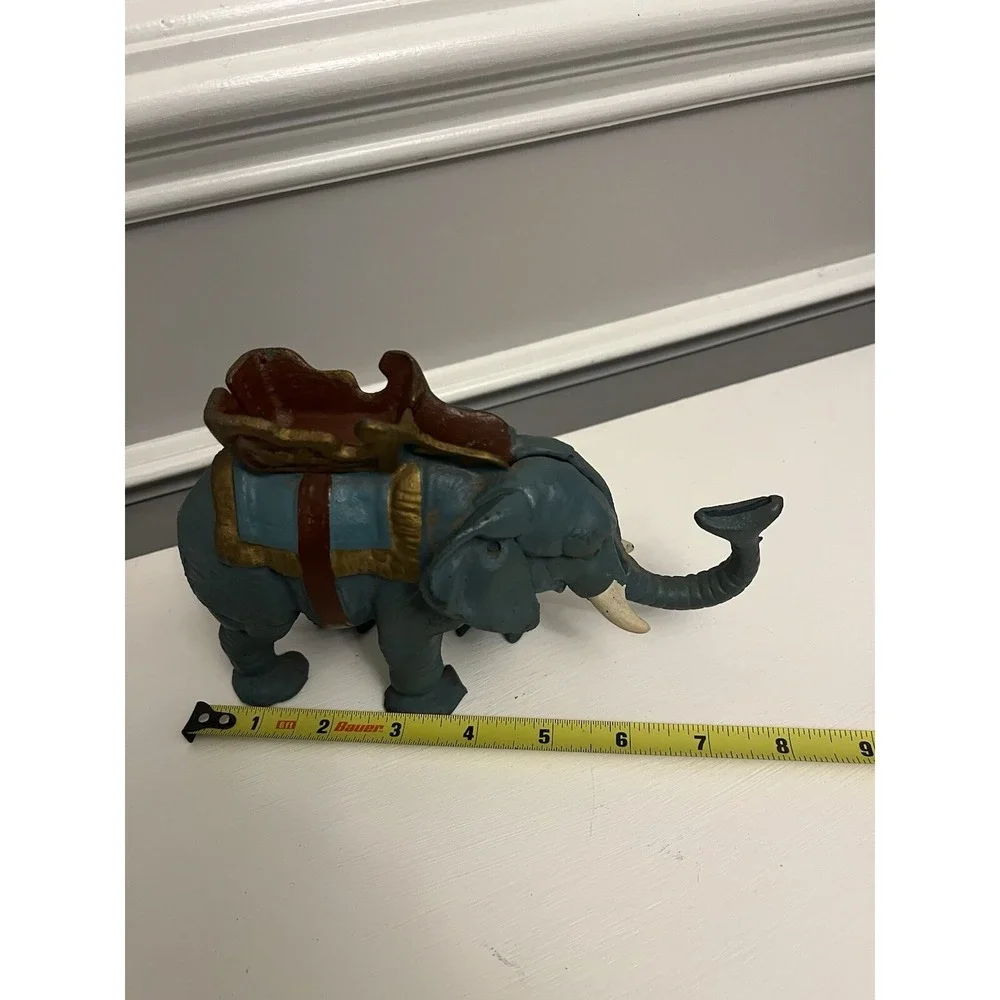 Vintage Repro Cast Iron Circus Elephant Mechanical Coin Bank Acme Japan Works